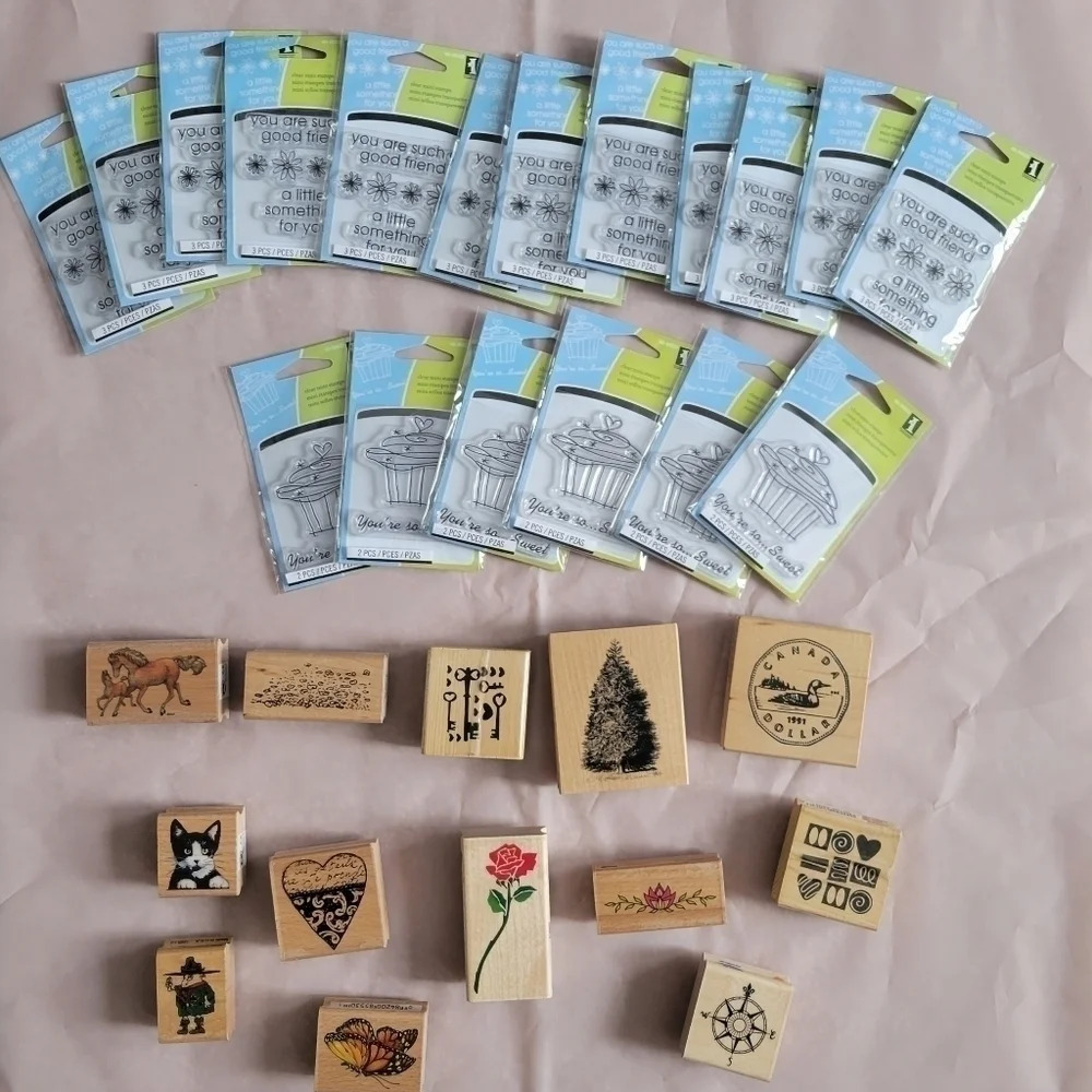 Large Lot of  (31) Wood and Silicone Stamps